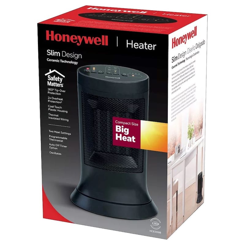 Compact Digital Ceramic Tower Heater - 12.75" - Black