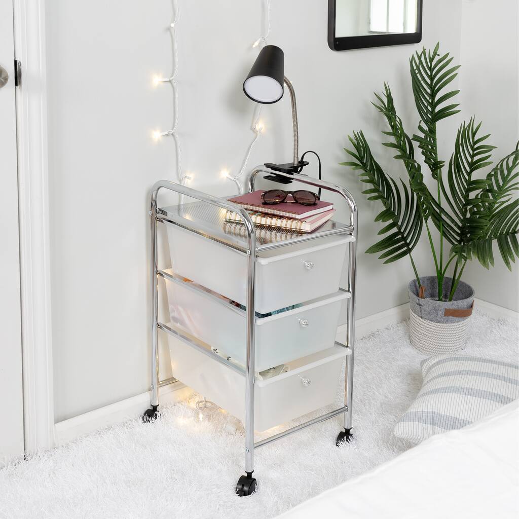 Honey-Can-Do Chrome/Clear 3-Drawer Rolling Storage Cart