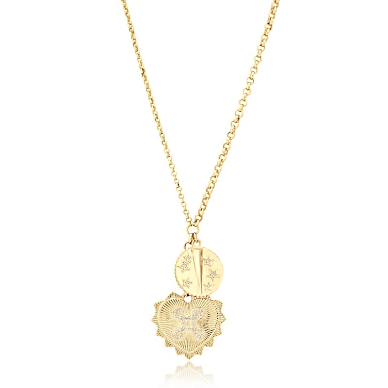 SHYMI Fluted Heart Charm Necklace - Gold