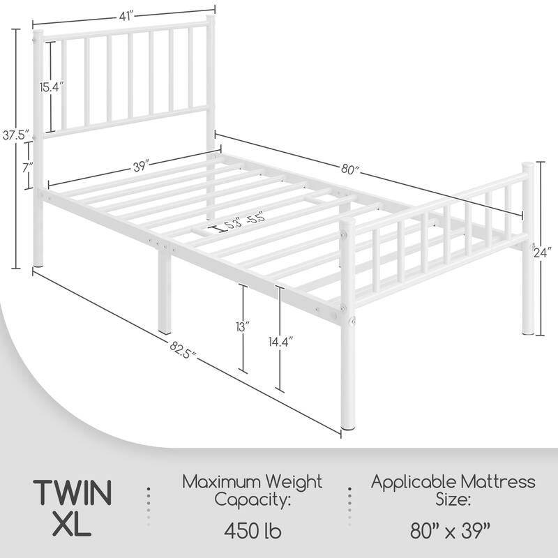 Yaheetech Minimalist Metal Platform Bed Frame with Spindle Headboard and Footboard
