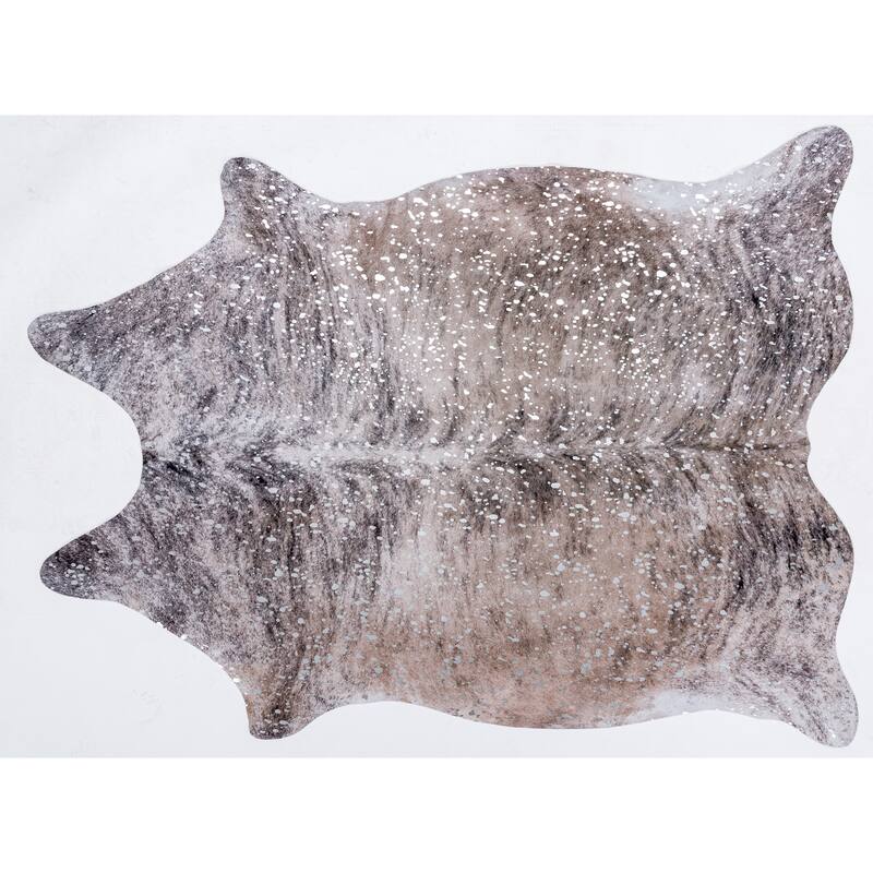 Rio Collection Faux Cowhide Printed Rug with Foil Accents