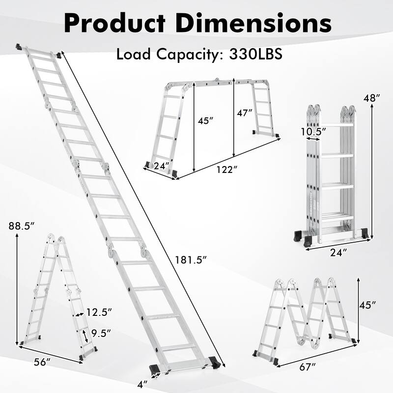 Gymax 7-in-1 Multifunctional Ladder w/Safe Locking Hinge & Anti-Skid