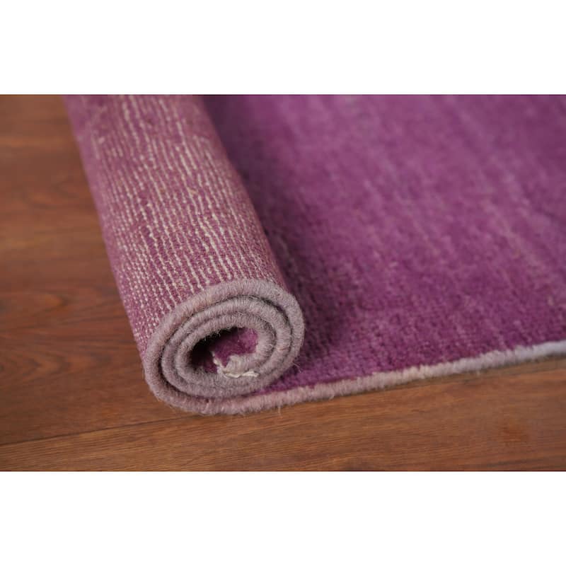 Purple Contemporary Gabbeh Oriental Foyer Rug Handmade Wool Carpet - 1'11"x 3'0"