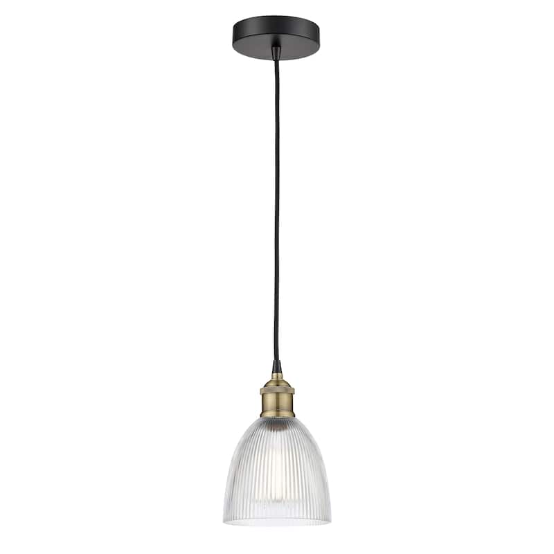 Innovations Lighting Castile - 1 Light 6" Cord Hung Mini Pendant - Clear/Black Antique Brass