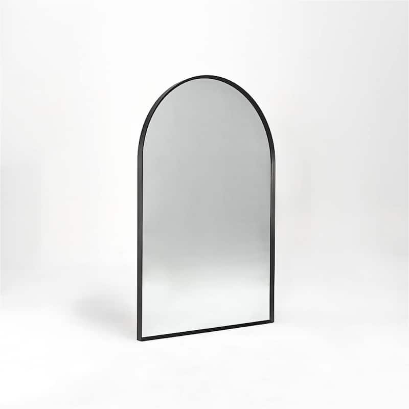 24"x32" Metal Framed Arched Mirror with Shatterproof Film and Hooks
