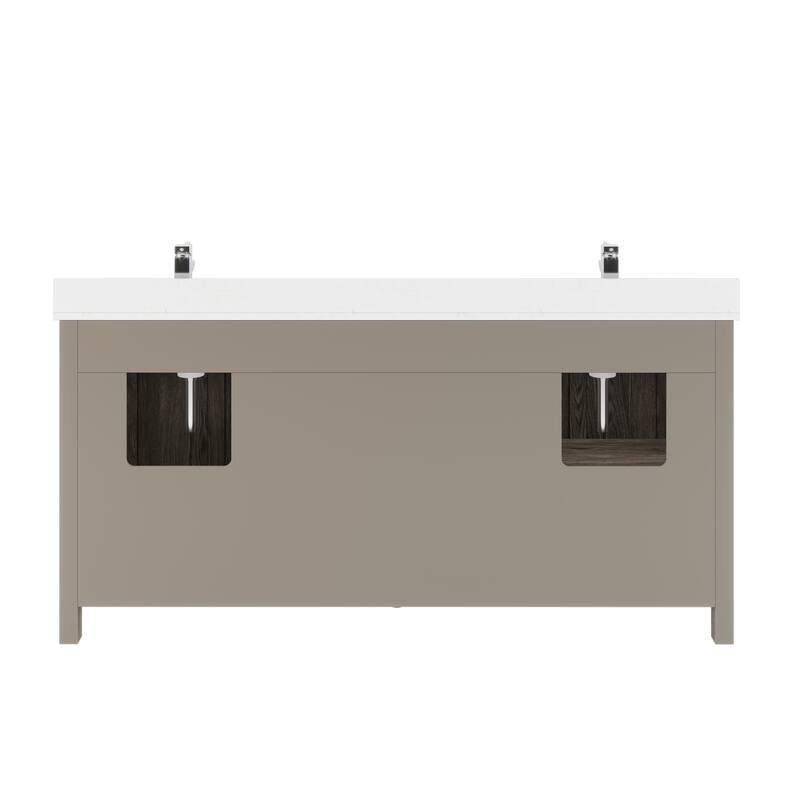 Kate 72-in Solid Hardwood Bathroom Vanity with Power Bar and Drawer Organizer