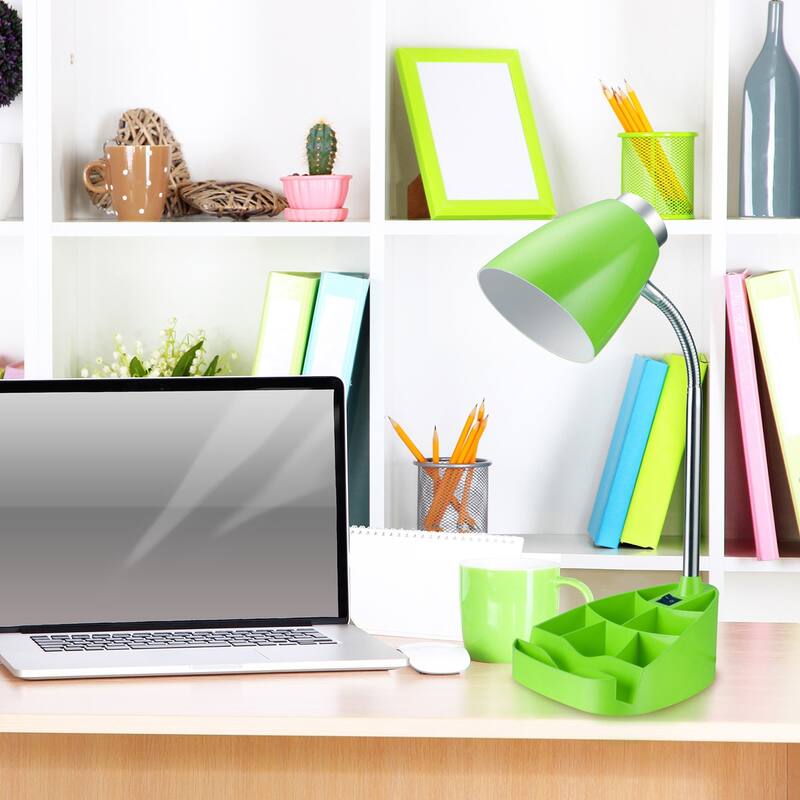 18.5 in. Chrome Finish Table Lamp with Green Shade, Desk Lamp for Writing and Computer Desks