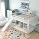 preview thumbnail 23 of 32, Minimalist Twin over Twin Wooden Floor Low Bunk Bed Kids Bed with Convertible Slide,Ladder and Guardrail