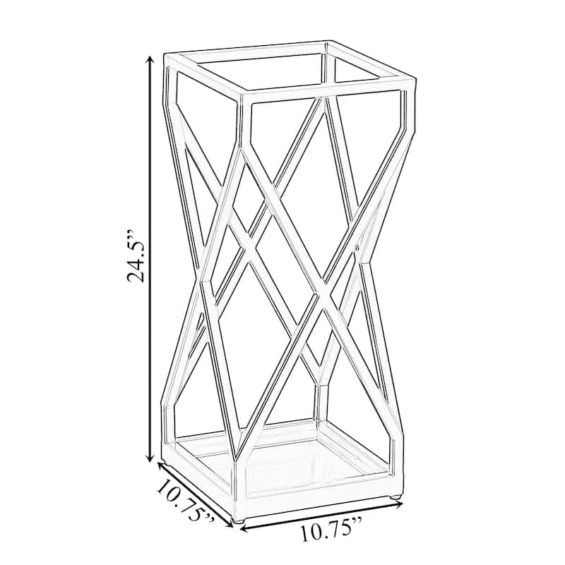 Decorative Gold Square X Design Umbrella Holder Stand for Indoor and Outdoor
