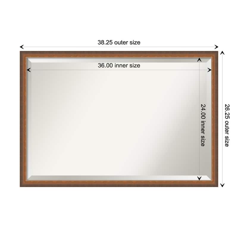 Two Tone Beveled Wood Framed Bathroom Vanity Wall Mirror - Two Tone Bronze Copper - Glass Size 36x24
