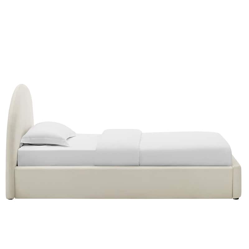 Resort Upholstered Fabric Arched Round Twin Platform Bed