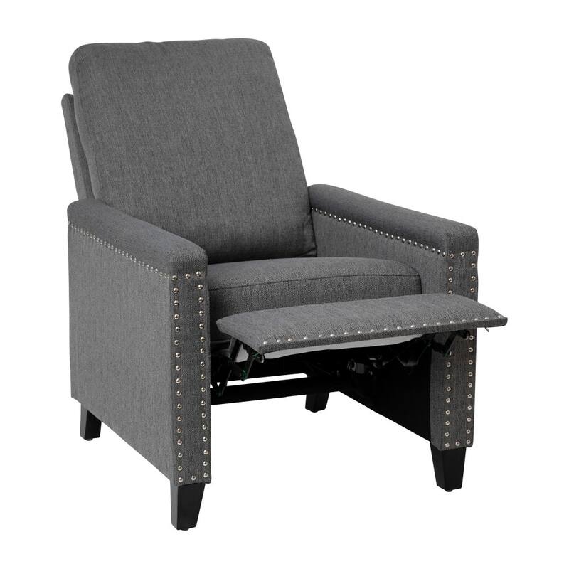Push Back Recliner with Pillow Style Backrest and Accent Nail Trim