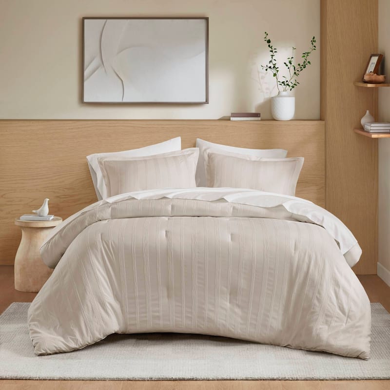 Chelsea Square Logan Woven Striped Comforter Set - Queen - Neutral