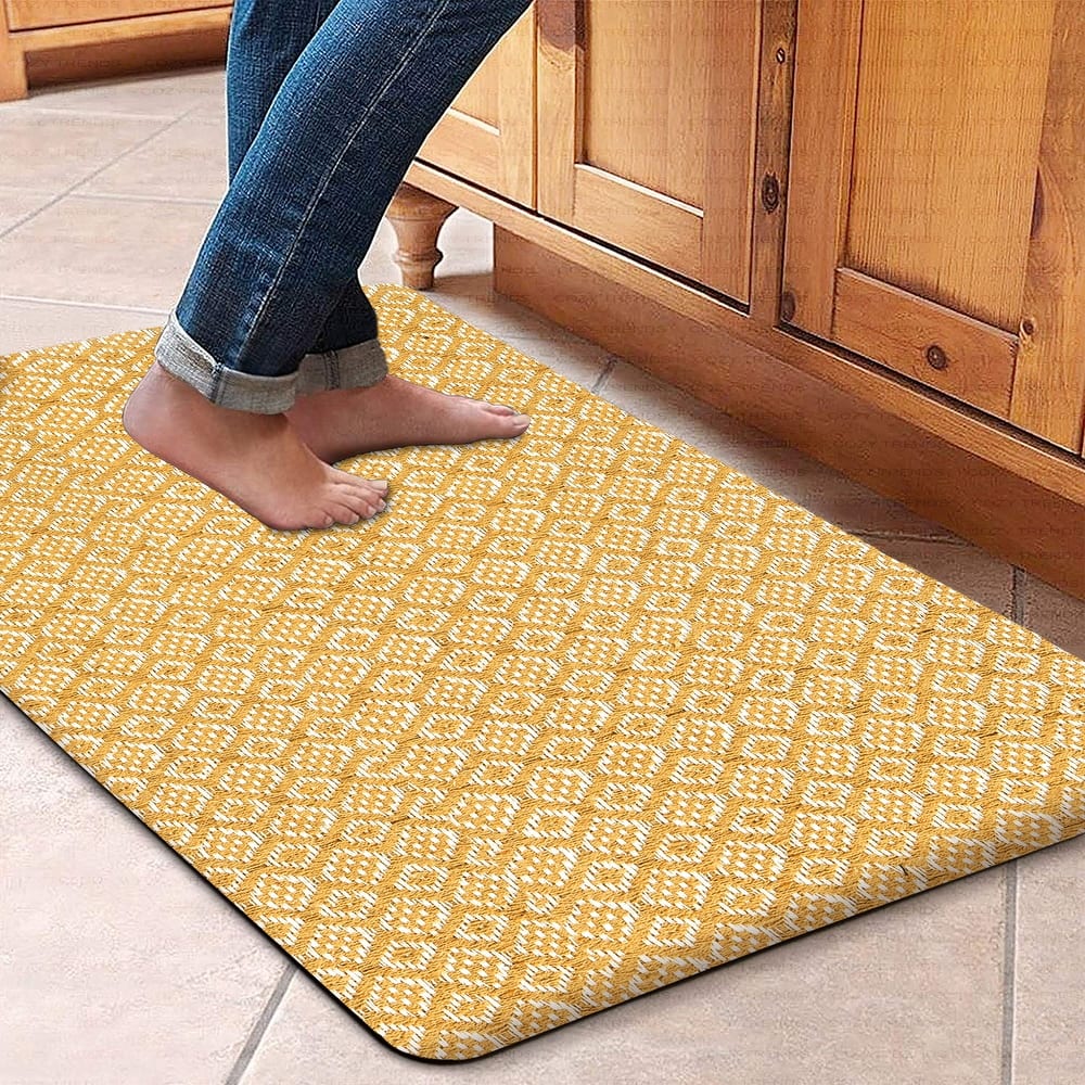 Woven Cotton Anti Fatigue Cushioned Kitchen | Doormat | Bathroom 18" x 30" Mats With Foam Backing Anti Slip - 18''x30''