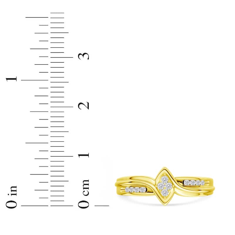 IGI Certified 1/10ct TDW Diamond Cluster Engagement Ring in 10K Yellow Gold for Women