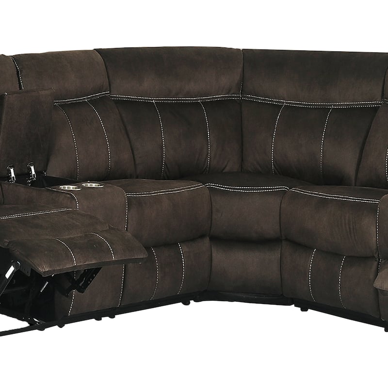 3 Piece Transitional Brown Upholstered Curved Living Room Reclining Sectional