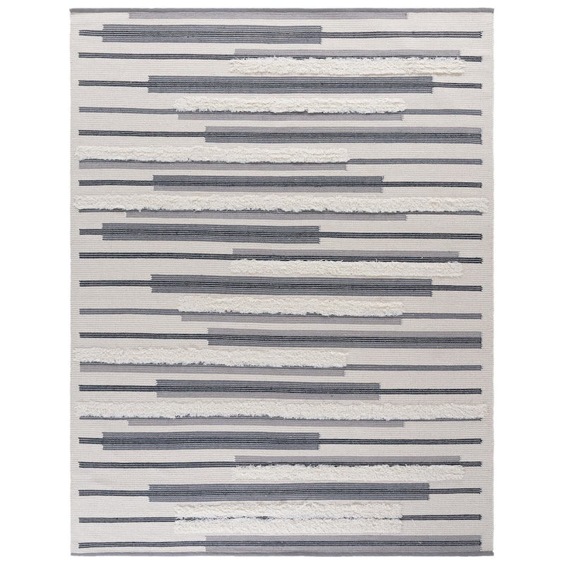 SAFAVIEH Handmade Kenya Herta Striped Wool Rug - 9' x 12' - Grey/Ivory
