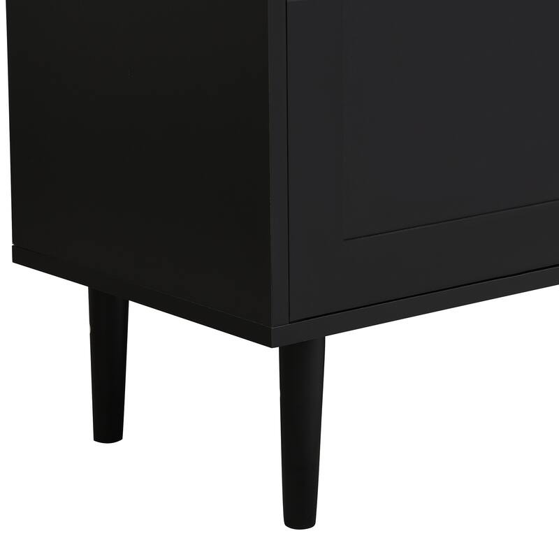Roomfitters Elegant Shoe Cabinet with Arched Doors, Cream Style Storage Sideboard with Adjustable Shelves and Solid Wood Legs