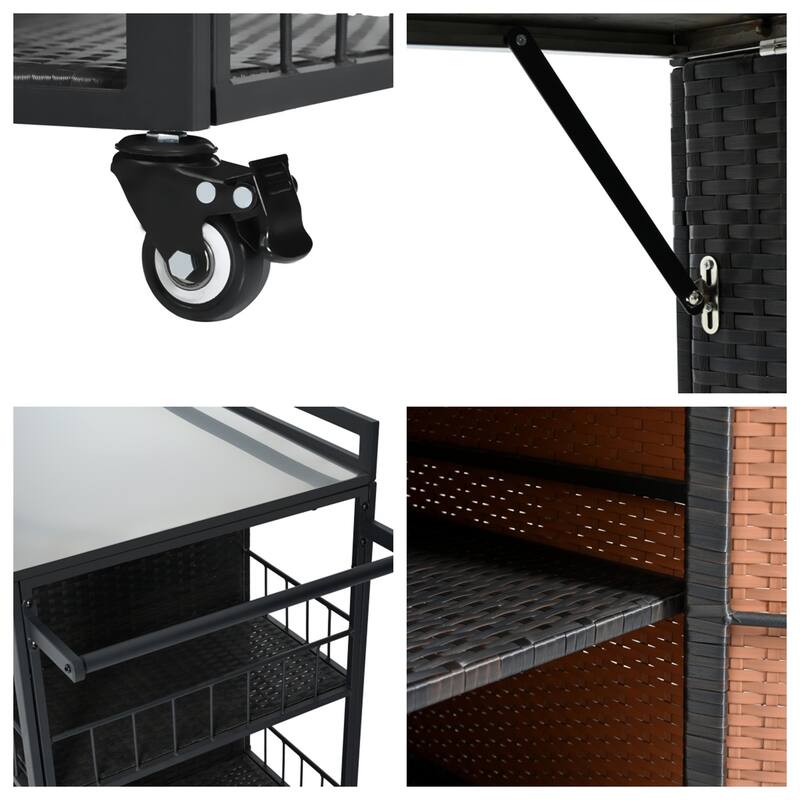 63.9" Outdoor Kitchen Island with Foldable Tabletop and Bottle Opener