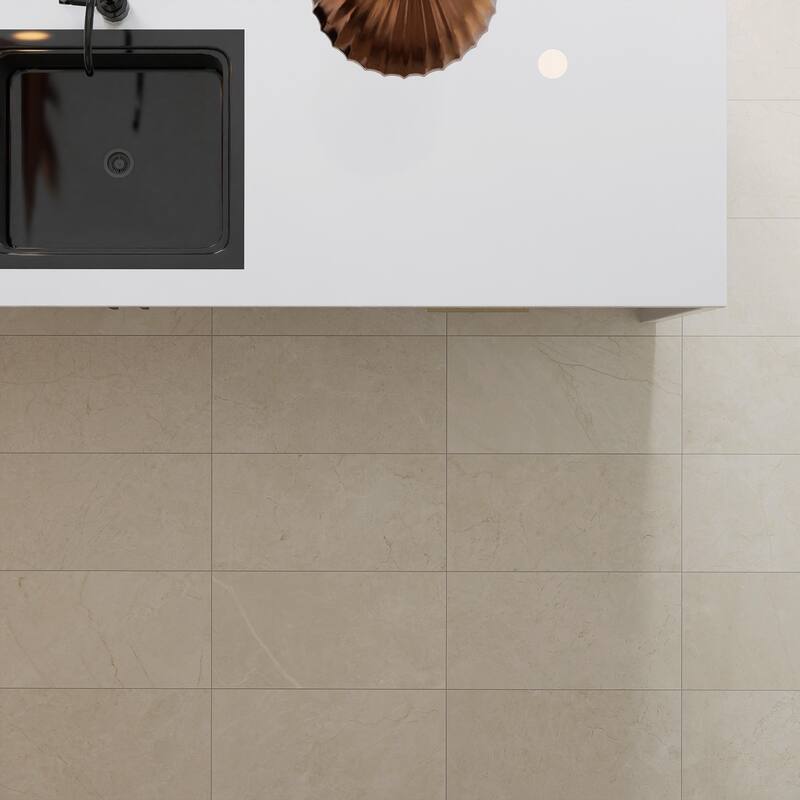 Merola Tile Reve Beige 11-3/4" x 23-1/2" Porcelain Floor and Wall Tile