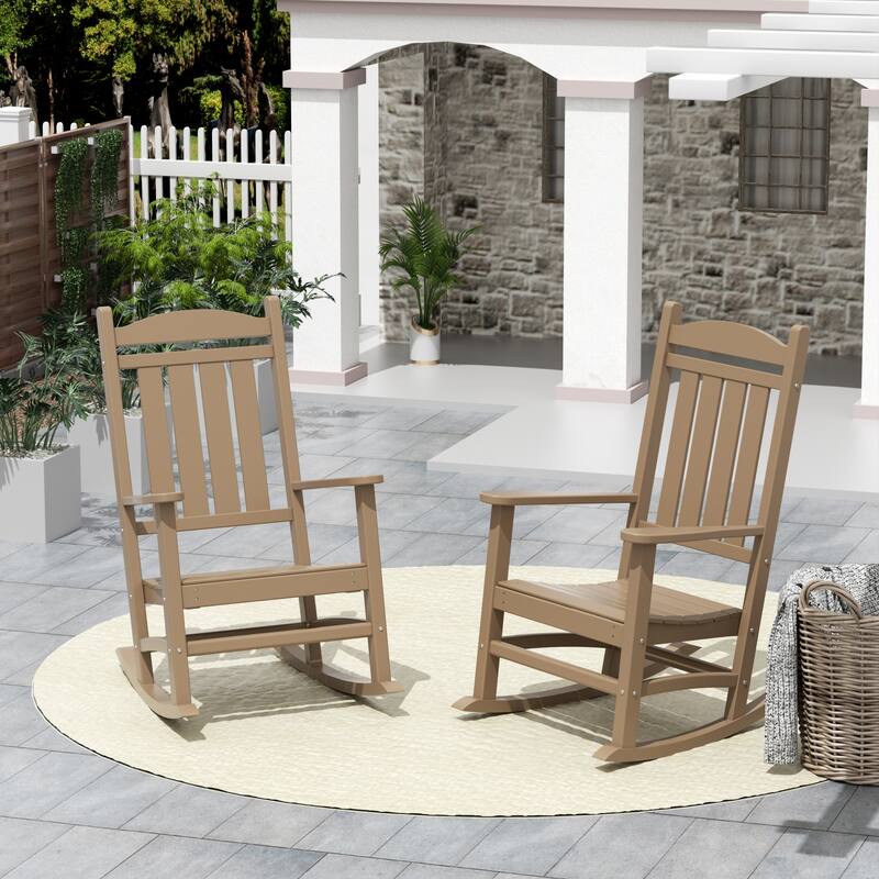 Laguna Hdpe All Weather Outdoor Patio Rocking Chair (Set of 2) - Weathered Wood