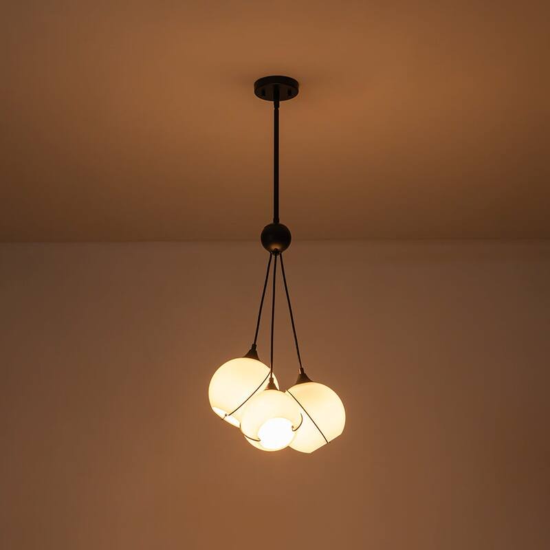 Classic Elegant Milky White Glass Globe Cluster Chandelier