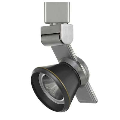 12W Integrated LED Metal Track Fixture with Cone Head, Silver and Black