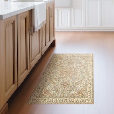 My Magic Carpet Kenya Beige Machine Washable Area Rug