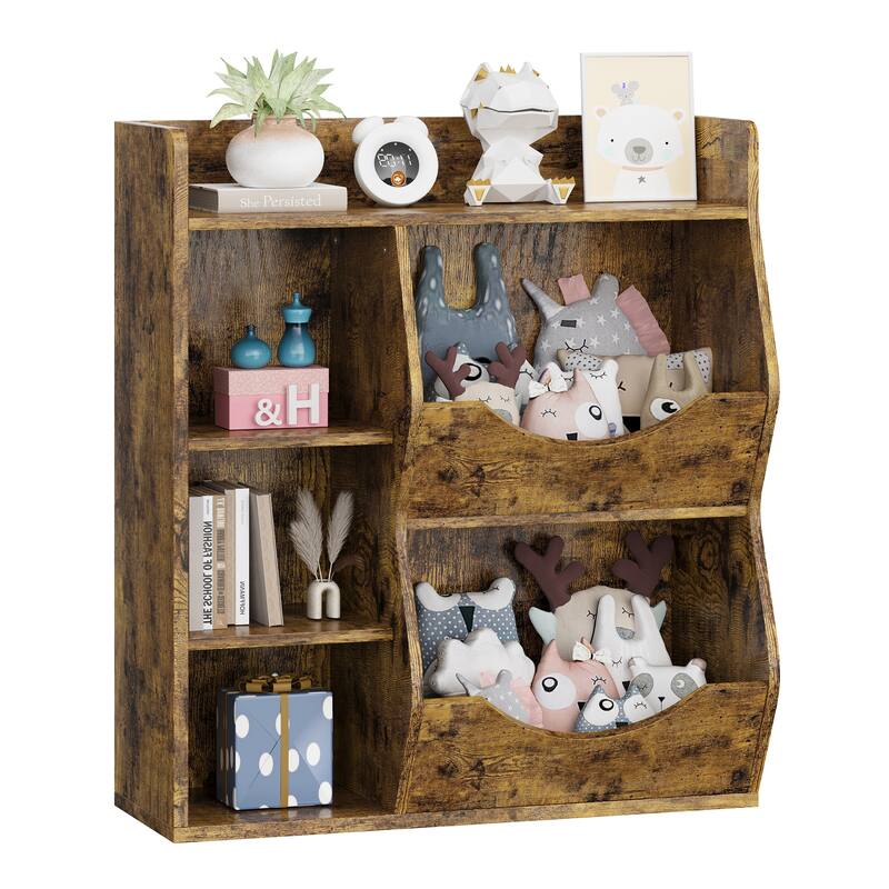3-Tier Bookshelf Double Side Toy Shelf for Toys and Books - Retro color