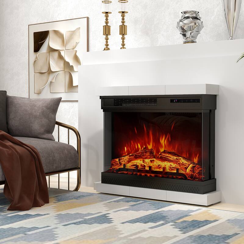 Gymax 24'' 3-Sided Electric Fireplace Insert w/Remote Control 3 Flame