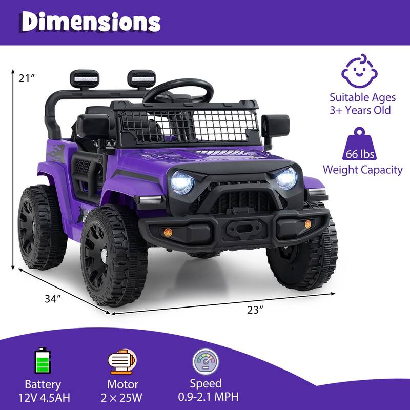 Gymax Kids Ride on Car Truck 12V Battery Powered Electric Vehicle w/