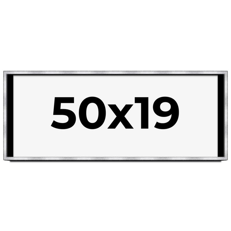 50x19 Shadow Box Frame Silver | 1.375 Inches Deep Real Wood