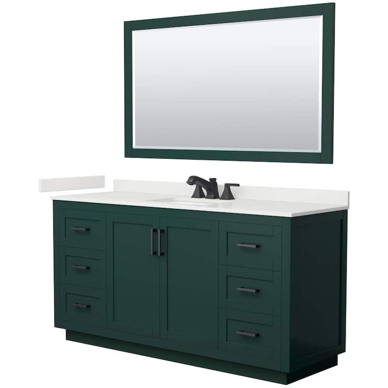 Wyndham Collection WCF292966S-QTZ-US3M58 Miranda 66" Free Standing - Green / White Quartz Top / Matte Black Hardware