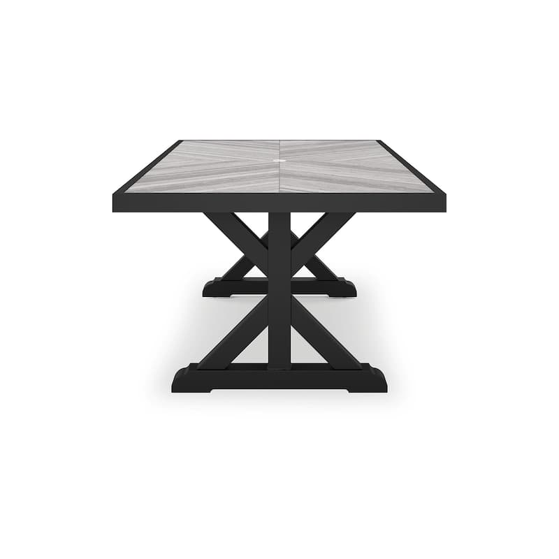 Signature Design by Ashley Beachcroft Black/Light Gray 7-Piece Outdoor Dining Package - 84.25" W x 42.25" D x 29.25" H
