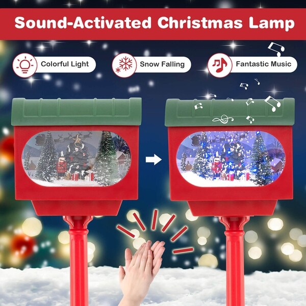 Costway 59 Inch Musical Christmas Street Lamp with Sound-Activated