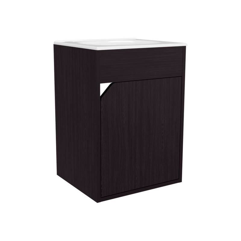 Nelson Bathroom Floating Vanity with a Door, Wengue - Wenge