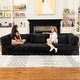 preview thumbnail 165 of 179, Jaxx Unsofa Modular Convertible Sectional Sofa with Fold Out King Sleeper Bed 3-Seat Sofa. - Faux Fur Black