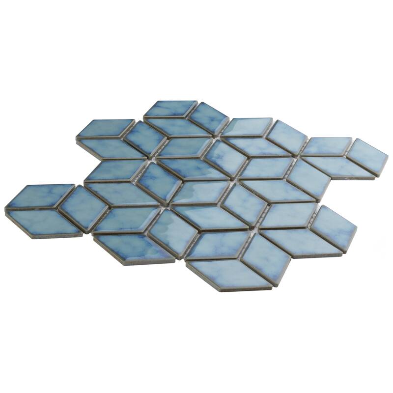 Merola Tile Hudson Rhombus Marine 10-1/4" x 11-3/4" Porcelain Mosaic Floor and Wall Tile