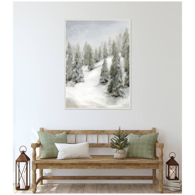 Kate and Laurel Sylvie Beaded Evergreen Hills Framed Canvas by Mackenzie Nelson