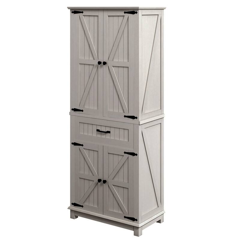 Moasis 64" Farmhouse Tall Kitchen Pantry Storage Cabinet with 2 Drawers & Doors