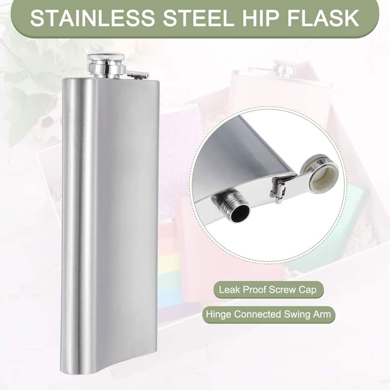 12oz Stainless Steel Hip Flask for Camping Hiking Outdoor Activity, Silver