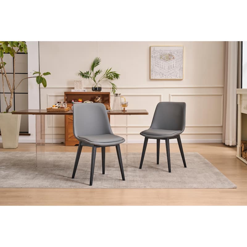 Dining Chair, Set of 4 Modern Kitchen Dining Room Chairs, Plastic Upholstered Dining Accent Chairs with Plastic Leg