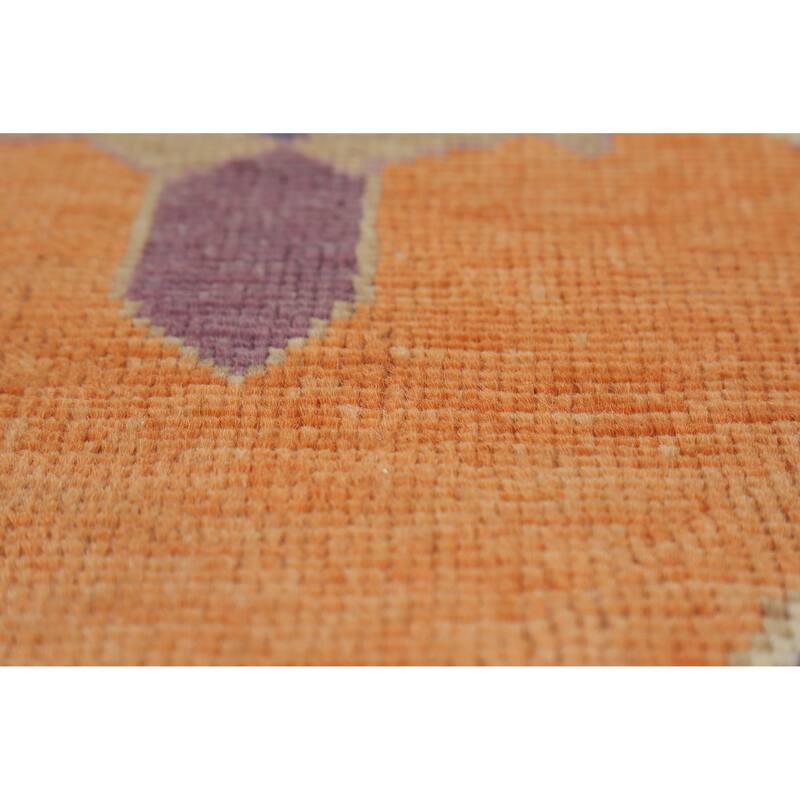 Hand Knotted Oriental 100% Wool Carpet Transitional Geometric Purples Oushak Area Rug - 6' 11'' X 4' 0''