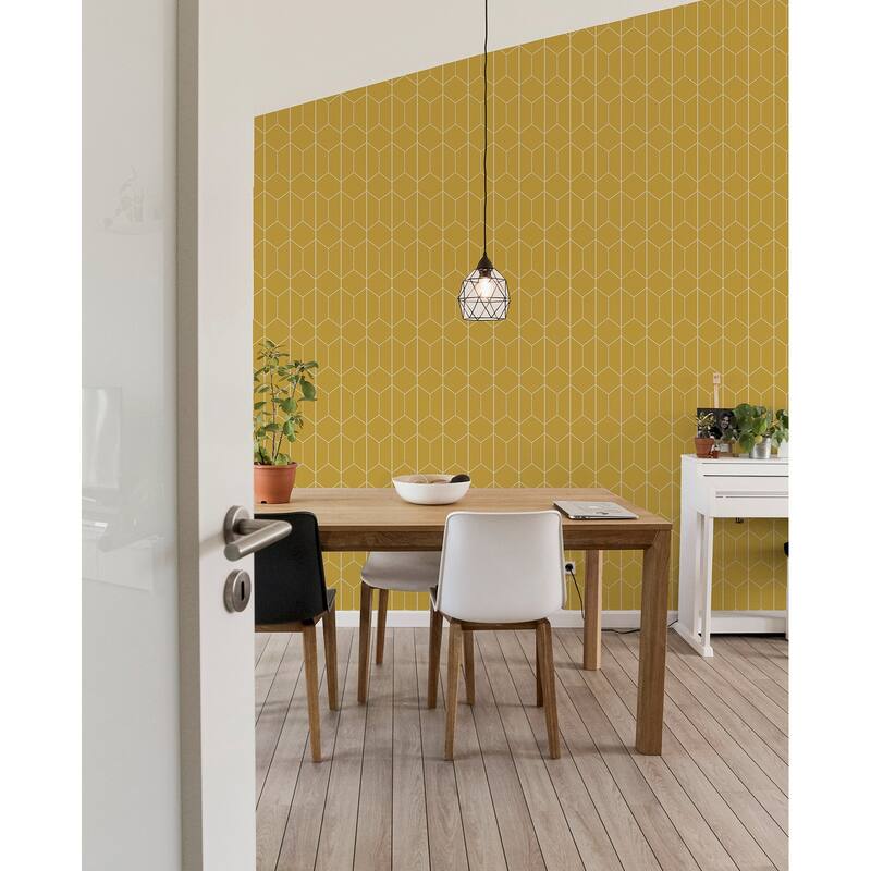 Arthouse Orson Yellow Trellis Wallpaper