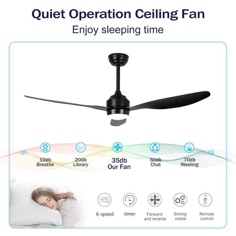 Sofucor 52" Ceiling Fan with Lights Quiet DC Motor 3 ABS Blade 6 Speed Levels,Remote Control,for Patio Living Room,Bedroom