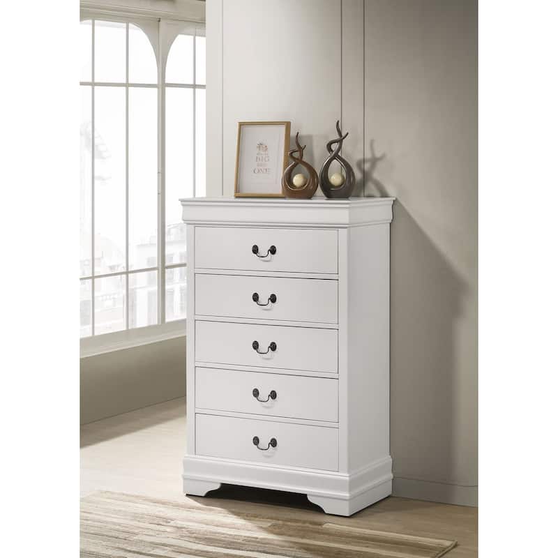 Louis Philippe 5-drawer Bedroom Chest White