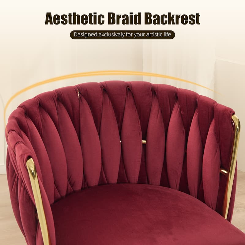 HOMEFUN Velvet Upholstered Tufted Side Dining Chair With Golden Legs（set of 2）