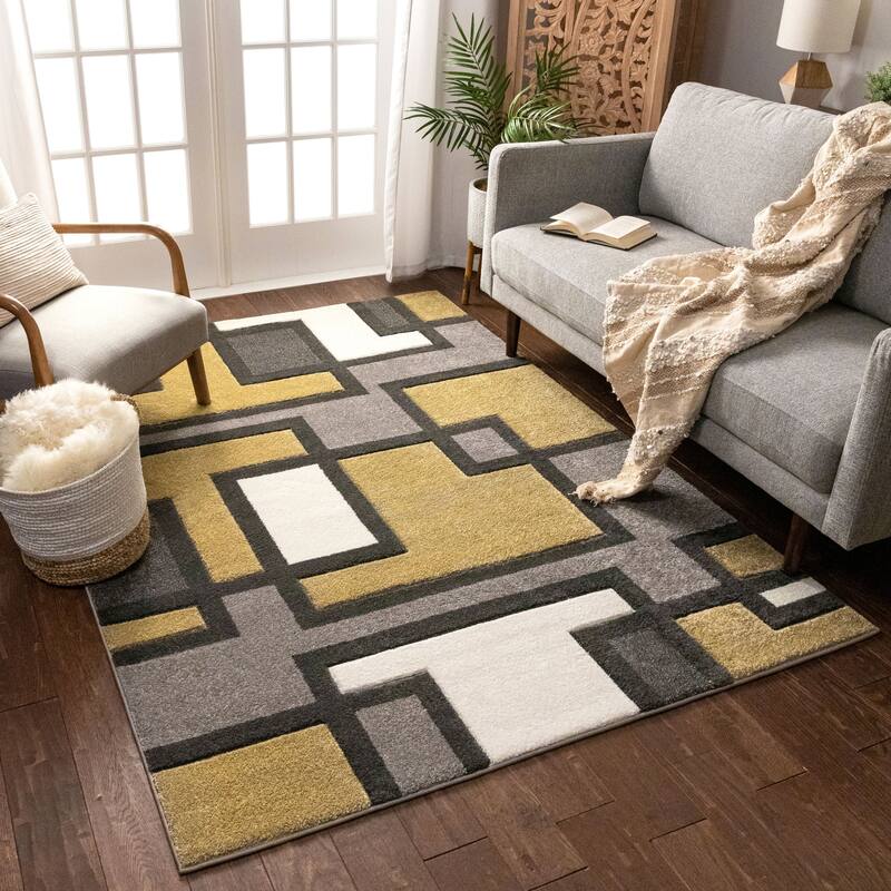 Well Woven Modern Geometric Color Block Area Rug