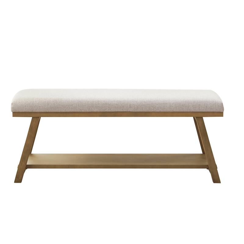 Solid Wood Shoe Bench with Cushion Entryway Shoe Bench