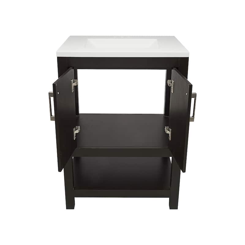 Taos 25" Bathroom Vanity with Cultured Marble Vanity Top Sink in White with White Basin